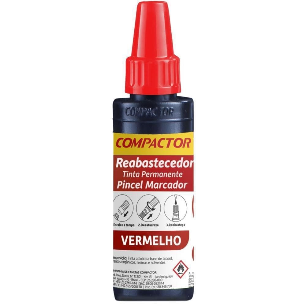Tinta Marcador Permanente Reabastecedor 030 Vermelho