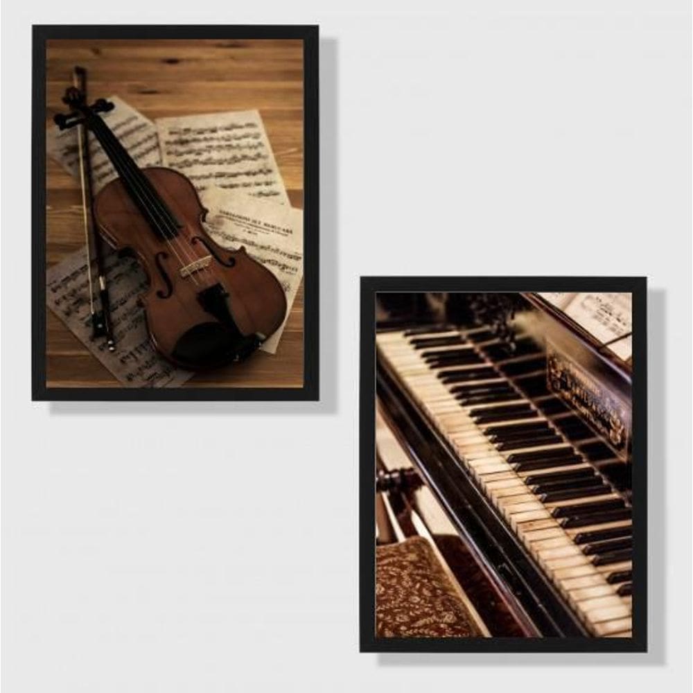 Kit 2 Quadros Piano E Violino 24X18Cm