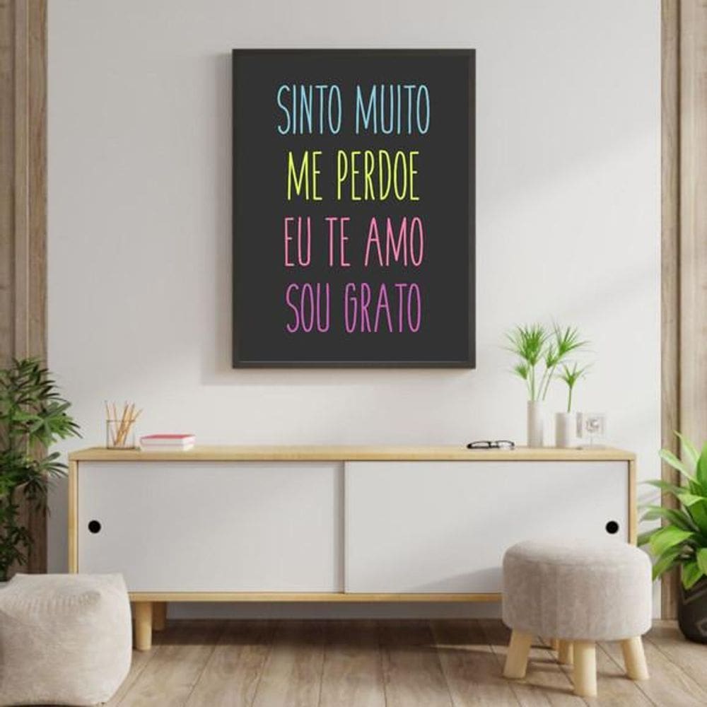 Quadro Decorativo Ho`Oponopono Colorido 45X34Cm