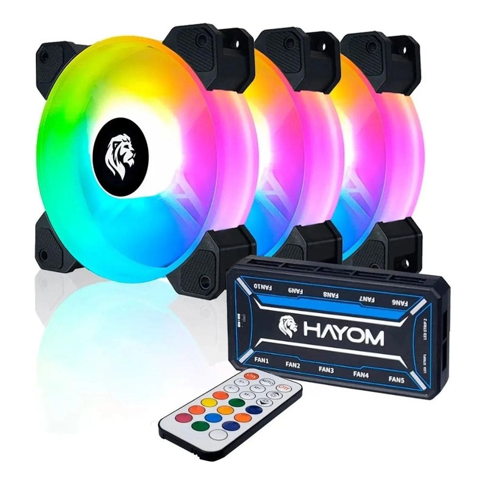 Kit 3 Cooler Fan Led Rgb 120Mm 12Cm Controlador Gabinete Pc