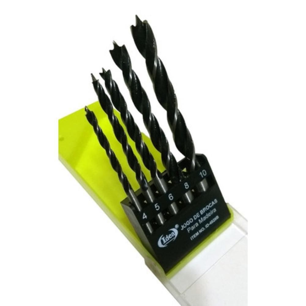 5 Brocas Para Madeira 4Mm, 5Mm, 6Mm, 8Mm, 10Mm