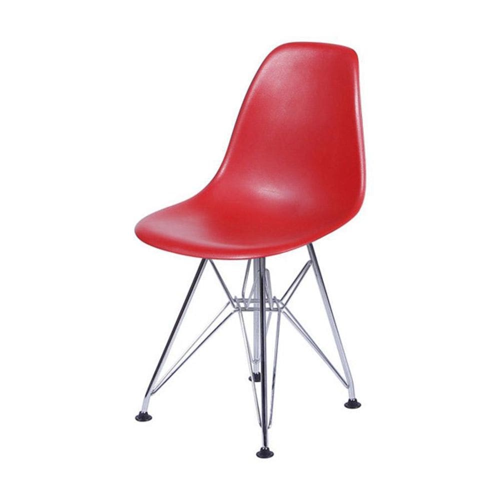 Cadeira Boxbit Dkr Eames Base Cromada Vermelha