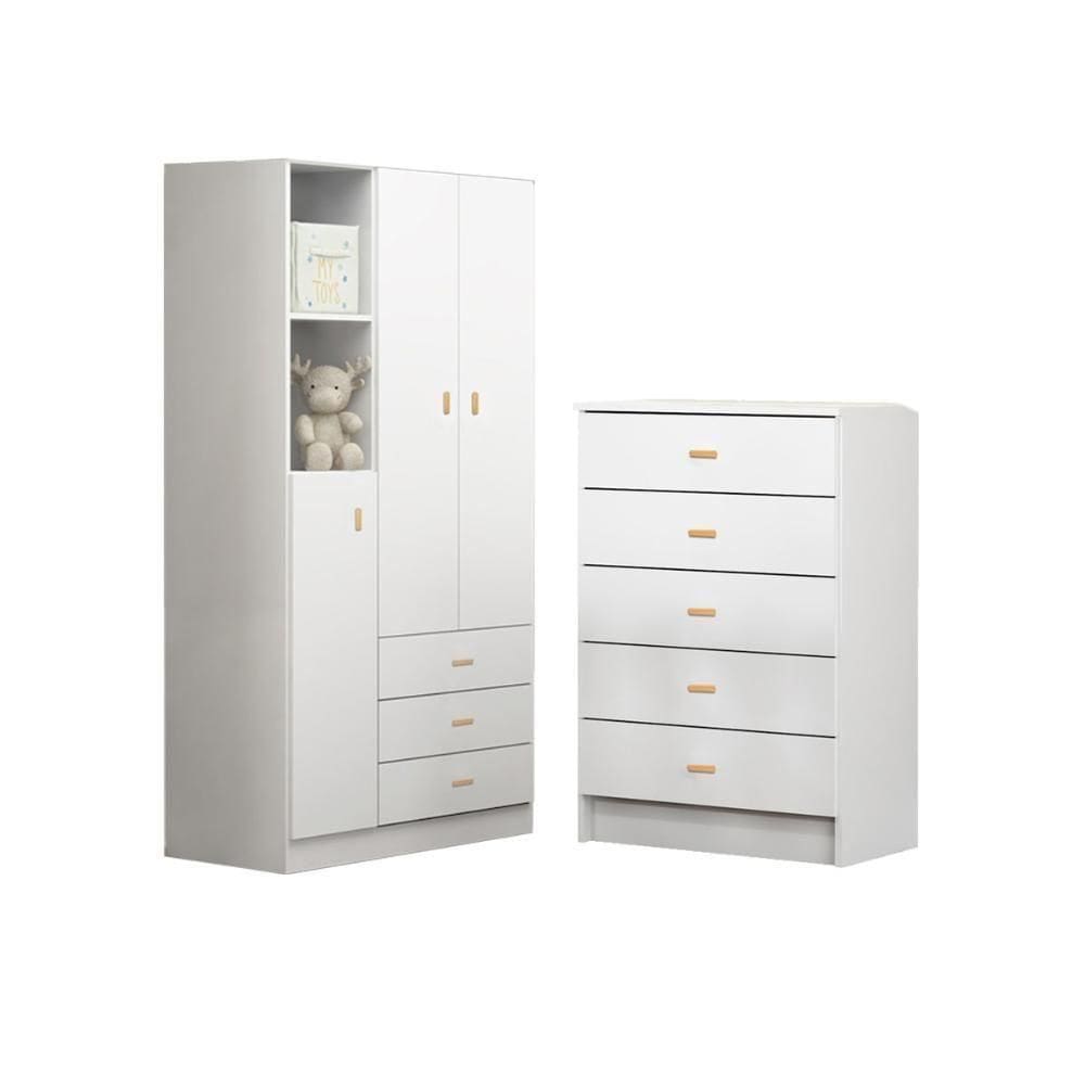 Conjunto Guarda Roupa + Comoda Ditália Bb-322+bb-120 Branco