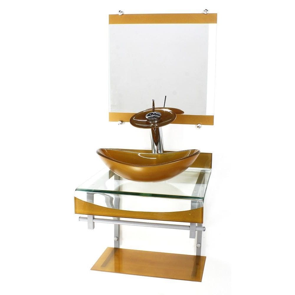 Gabinete Vidro 40Cm Banheiro Curvado Duplo Pc Cuba Oval