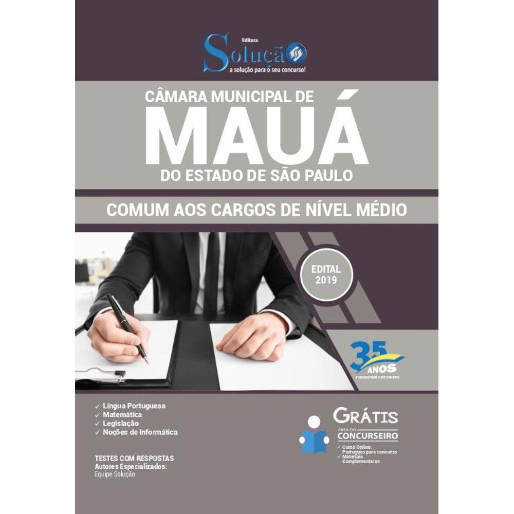 Apostila Câmara de Mauá  SP 2019  Cargos de Nível Médio
