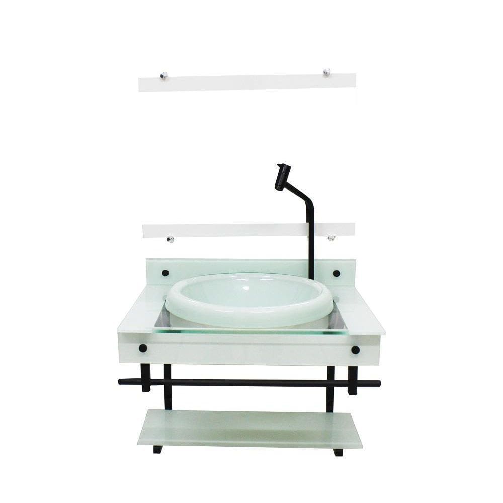 Gabinete Com Cuba De Vidro 60Cm Com Cuba Chapeu - Branco