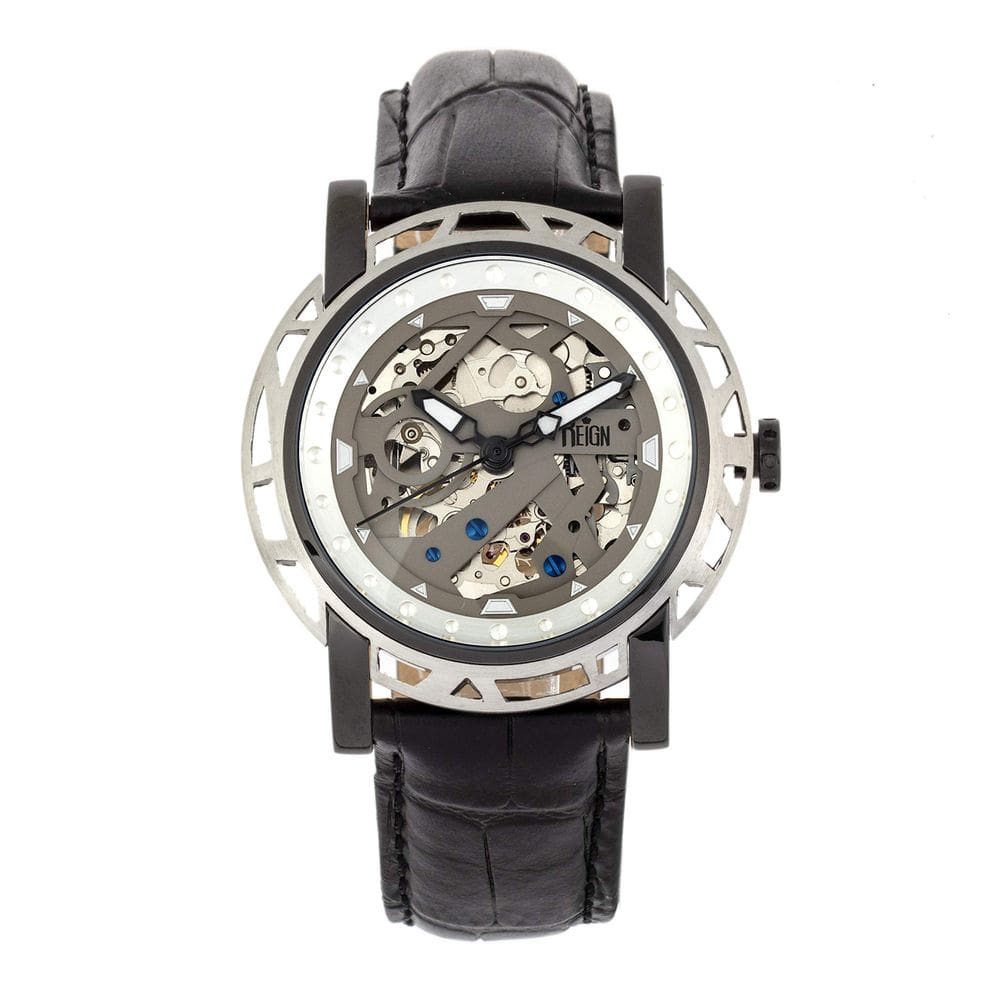 Relógio REIGN Starvos Automatic 44mm com pulseira de couro