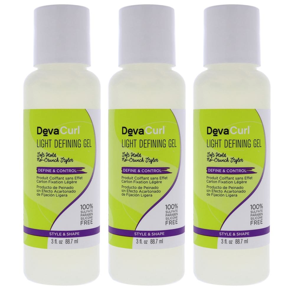 Gel modelador DevaCurl Light Defining, pacote de 3 para cachos