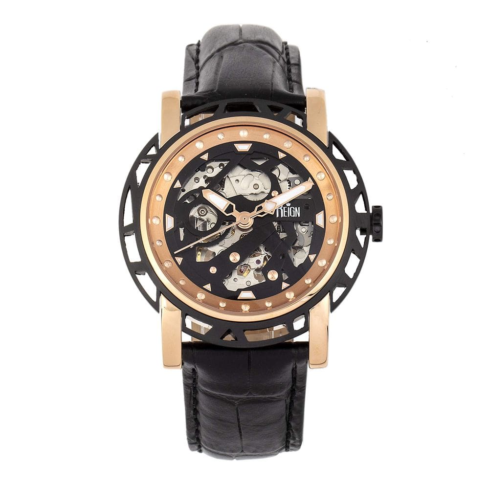 Relógio com estojo automático de 44 mm REIGN Starvos em ouro rosa para homens