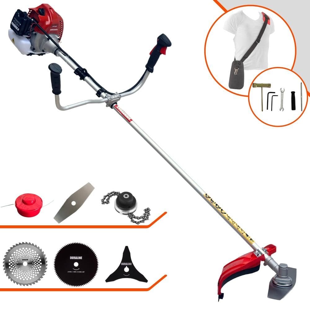 Roçadeira Robusta À Gasolina Kawashima BCJ620-L 62cc + Lâmina 2 Pontas + Lâmina 3 Pontas + Lâmina 40 Dentes + Lâmina 80 Dentes + Carretel + Trimmer