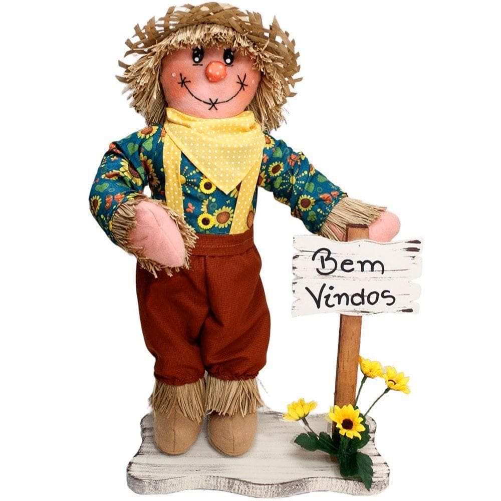 Espantalhos Decoração De Festa Junina Caipira Com Placa 50cm Menino