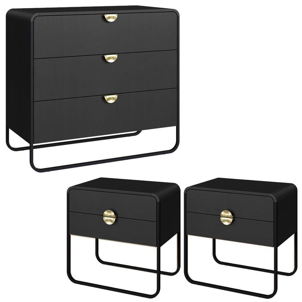 Comoda 02 Mesas De Cabeceira Organica Artesano Nero Preto