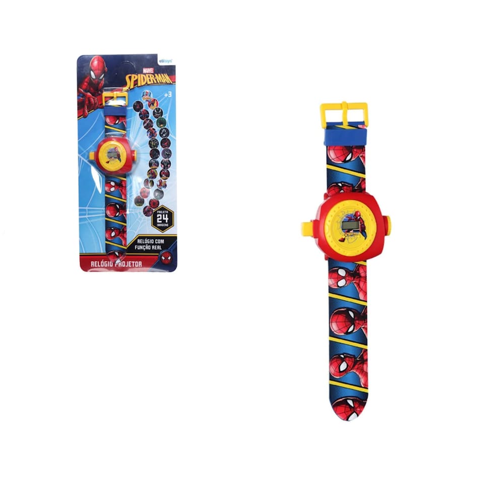 Brinquedo Relógio Projetor Infantil Spider Man C/ Bateria