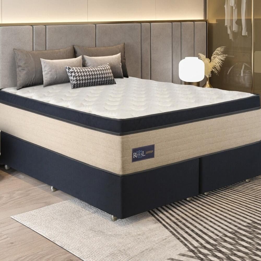 Cama Box Conjugado King com Colchão (193x78x203) Royal Blue Gazin CR35301