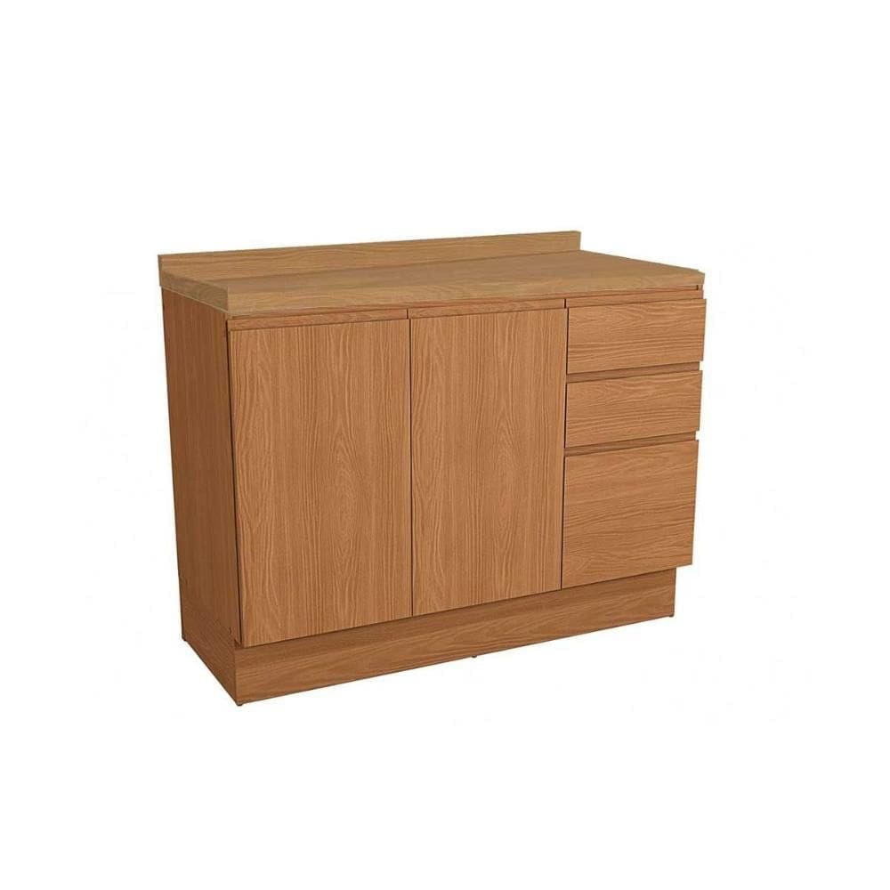 Balcão de Cozinha Modulado c/ Tampo Ciela R626 c/ 2 Portas e 3 Gavetas 120cm Canela - Kappesberg