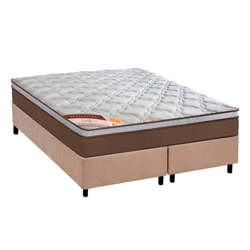 Cama Box King: Colchão Molas  Ensacadas Castor Revolution + Base CRC Suede Clean (193x203)