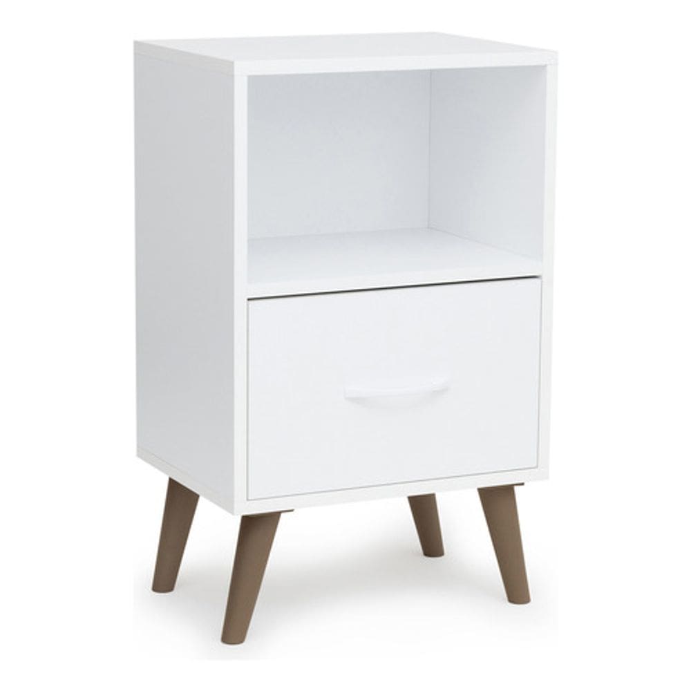 Mesa Cabeceira Com Gaveta Quadrada 66x40x30cm Madeira Branca
