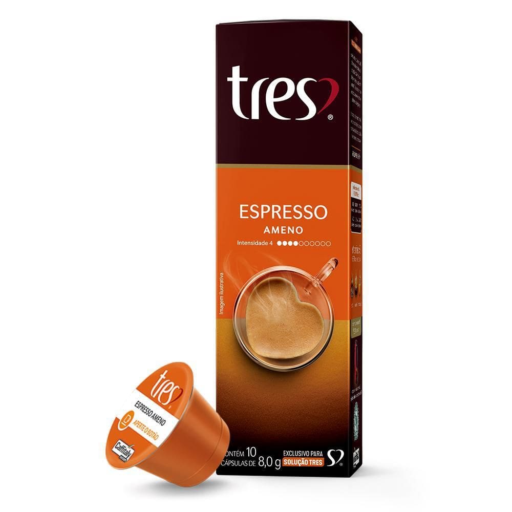 Cápsula De Café Espresso, Ameno, 10 Unidades, Tres