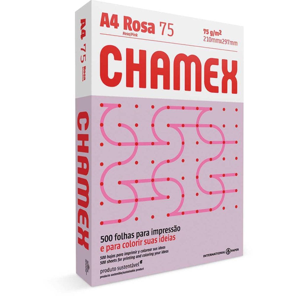 Papel Sulfite A4 Colorido Chamex 75G Rosa