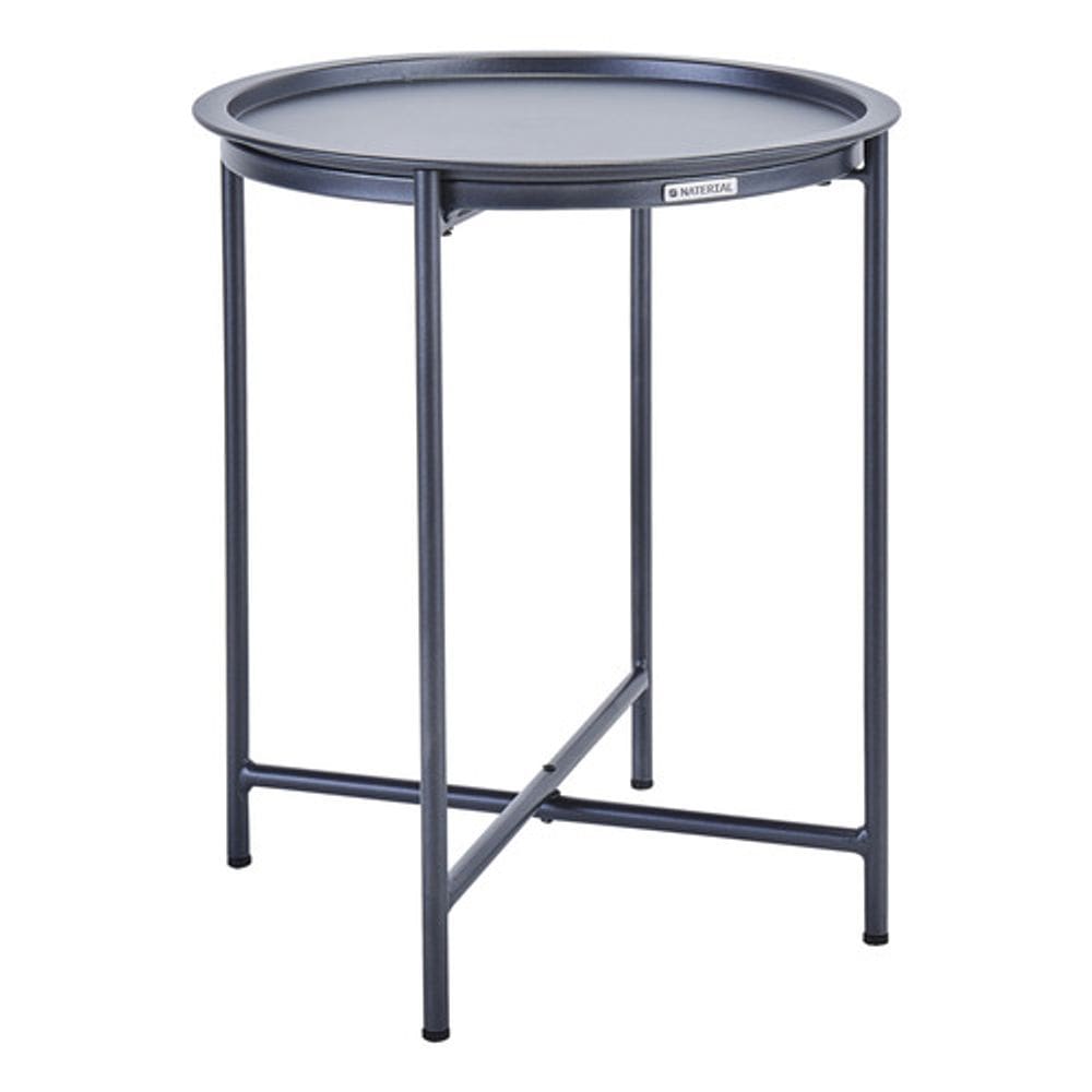 Mesa Apoio Redonda Jardim Varanda Aco 53x45x45cm Preto
