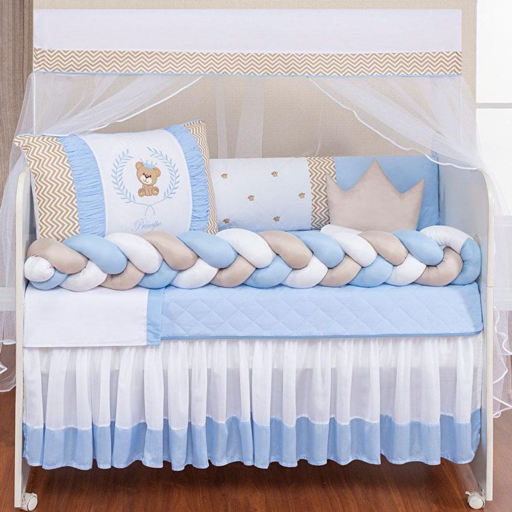 Kit Berço 11 Peças - 100% Algodão - Zíper - Mosqueteiro