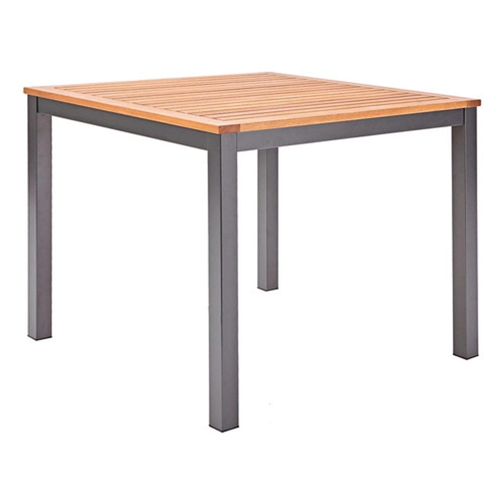 Mesa Quadrada Jardim Varanda 74x89x89cm Aluminio E Madeira