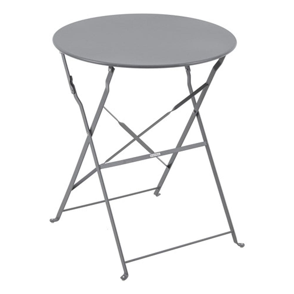 Mesa Dobravel Redonda Jardim Varanda 71x60x60cm Em Aco Cinza