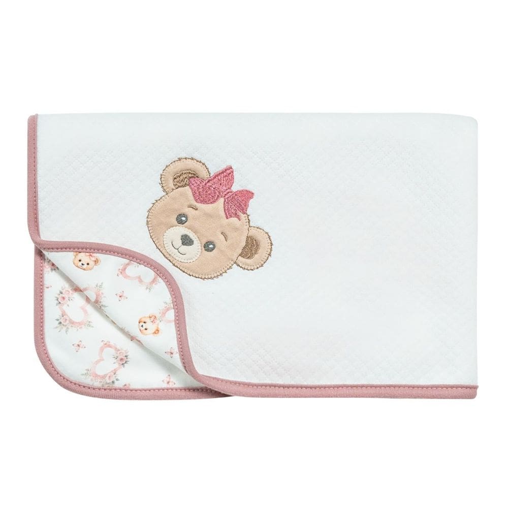 Manta para Bebê em Malha Matelasse Amor de Urso Rose - Hug