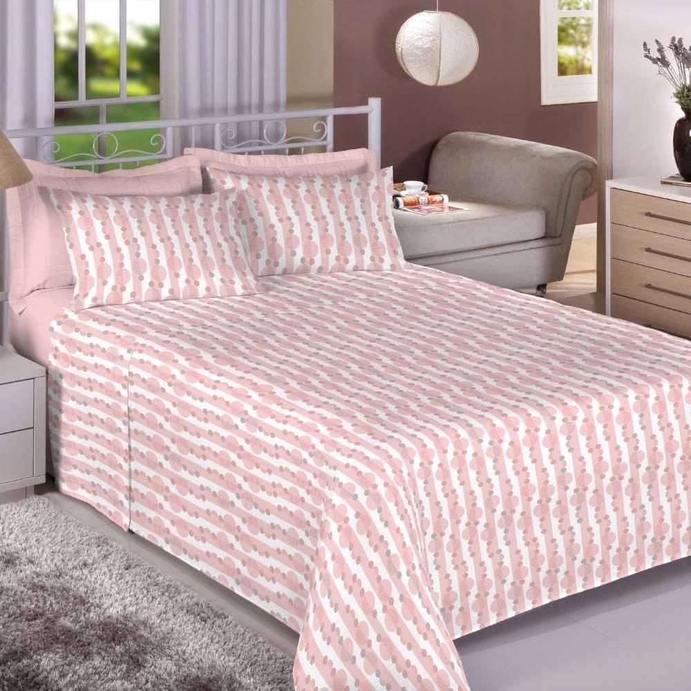 Jogo De Cama Queen 4 Peças Algodão 130 Fios Premium Plus