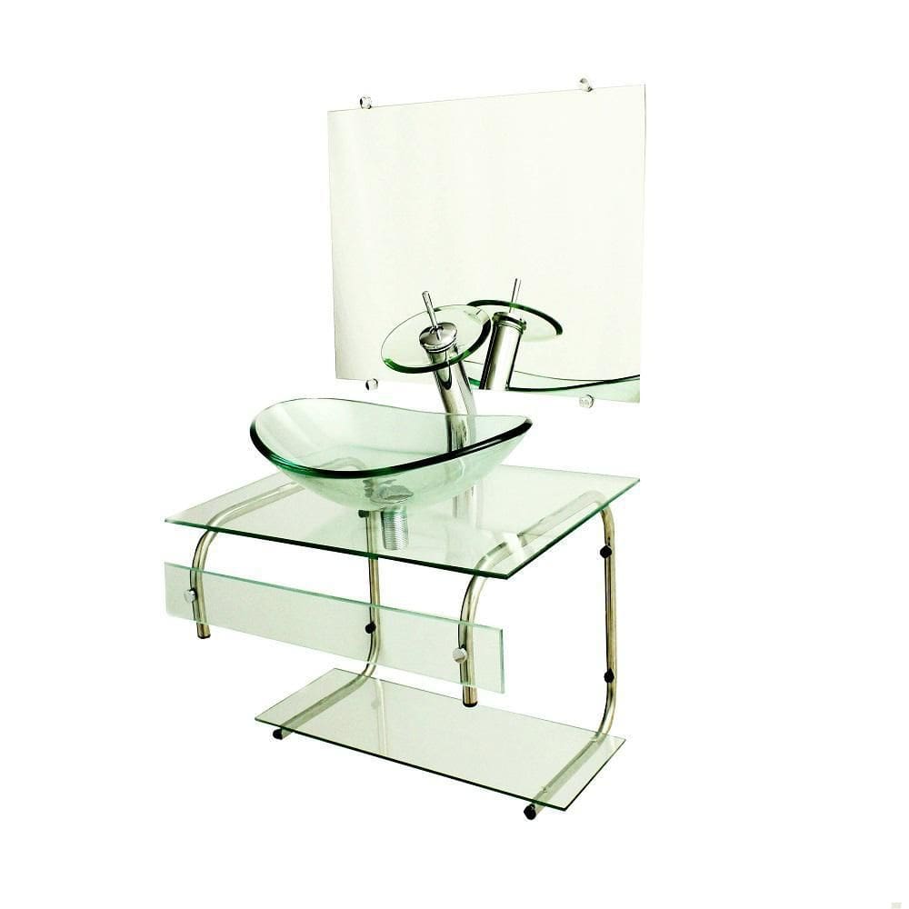 Gabinete De Vidro 60Cm It Inox Com Cuba Oval - Incolor