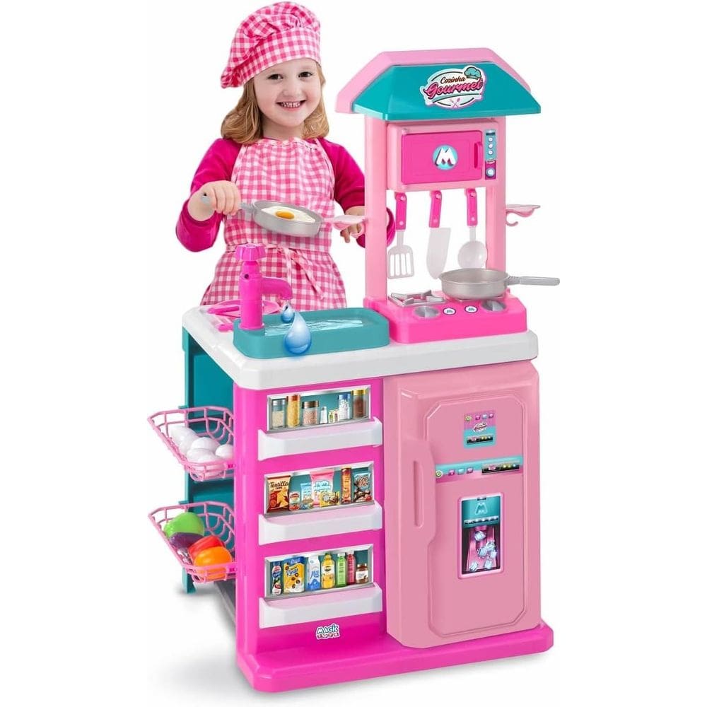 Cozinha Gourmet Infantil Completa Rosa Sai Água Magic Toys