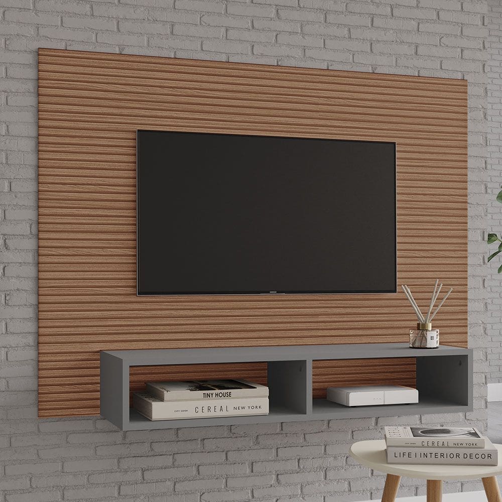 Painel Suspenso Flávia 100% MDF Tuboarte p/ TVs até 43 Polegadas 2 Nichos
