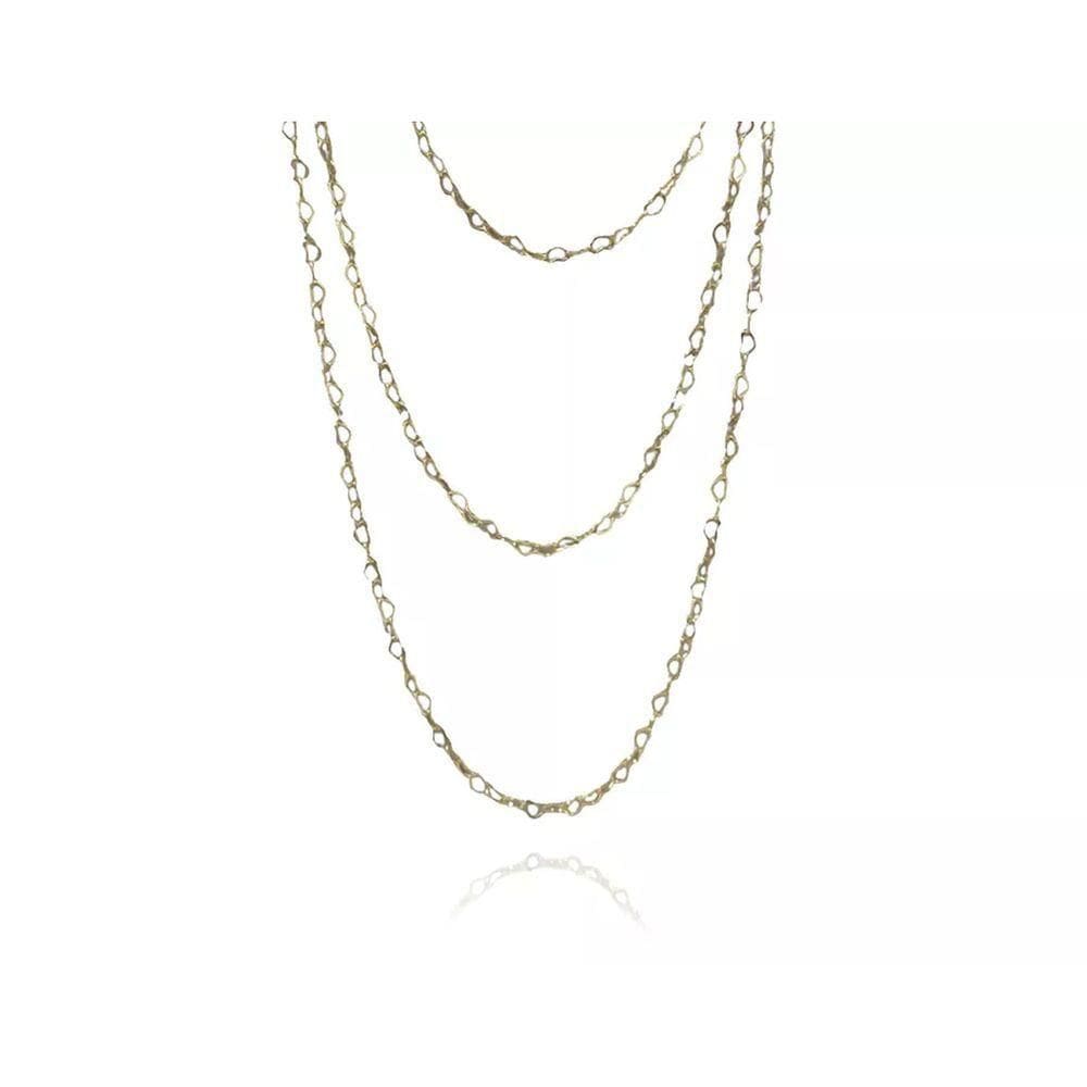 Colar Triplo De Coraçao Folheado Em Ouro 18k