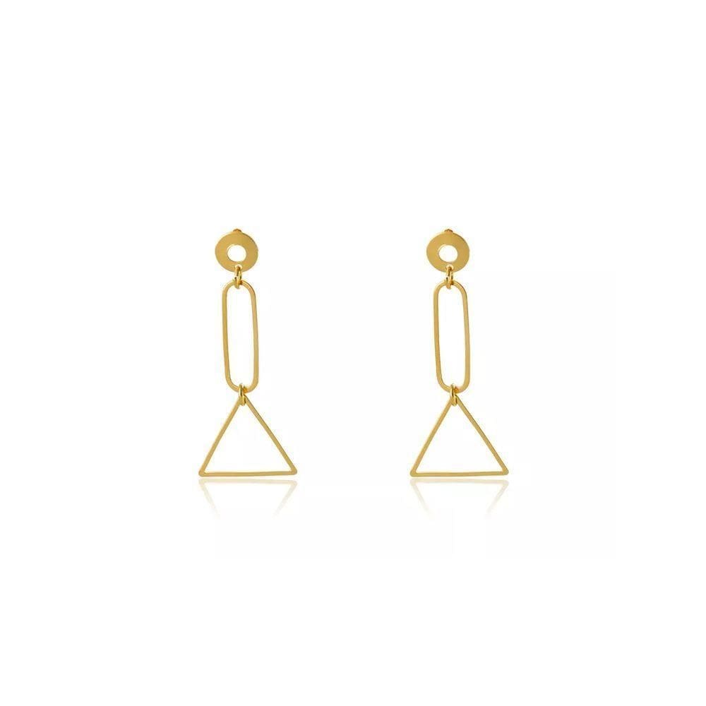 Brinco Médio Com Formas Geométricas Folheado