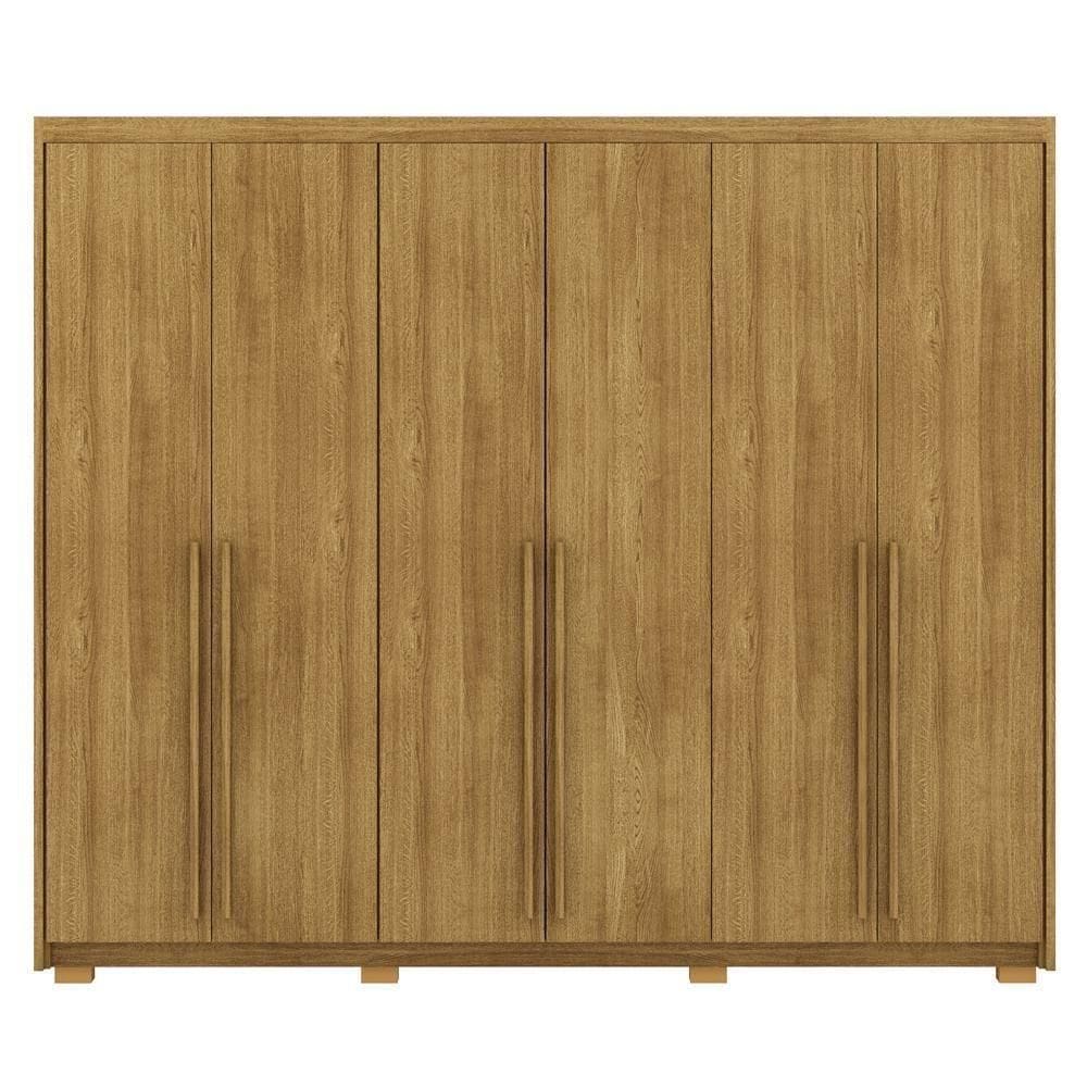 Guarda Roupa Casal 6 Portas 3 Gavetas MDF 275 Cm Vlr Nature
