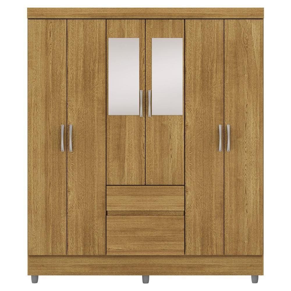 Guarda Roupa Casal 6 Portas 2 Gavetas Espelho 153 Cm Vlr Nature