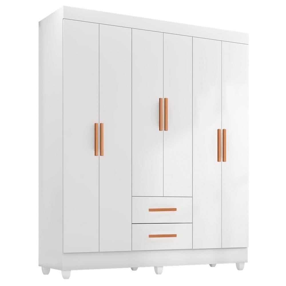 Guarda Roupa Casal Lite 6 Portas E 2 Gavetas Branco - Móveis Leão Branco