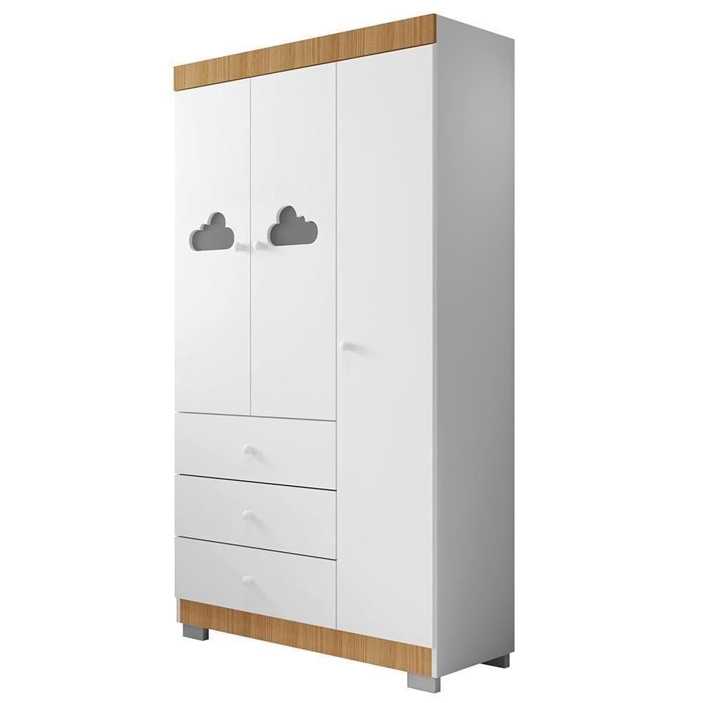 Guarda Roupa Infantil Ane 3 Portas E 3 Gavetas Branco/carvalho - Phoenix Baby