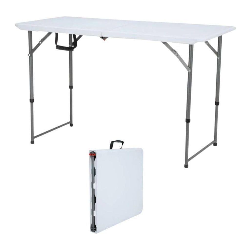 Mesa Branca Dobrável Portátil 1,20 Metros Altura Ajustável