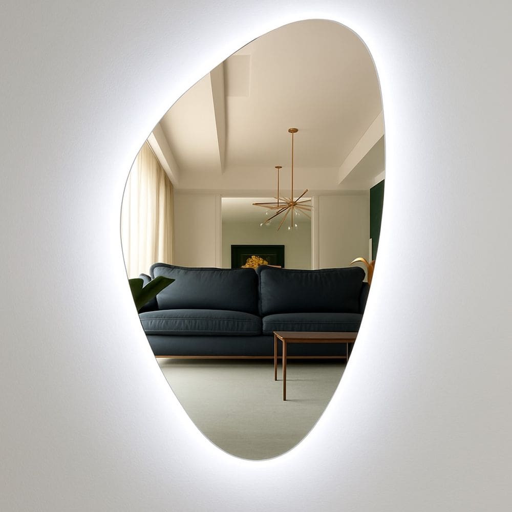 Espelho Orgânico Decorativo Led Frio Para Banheiro 95x67cm
