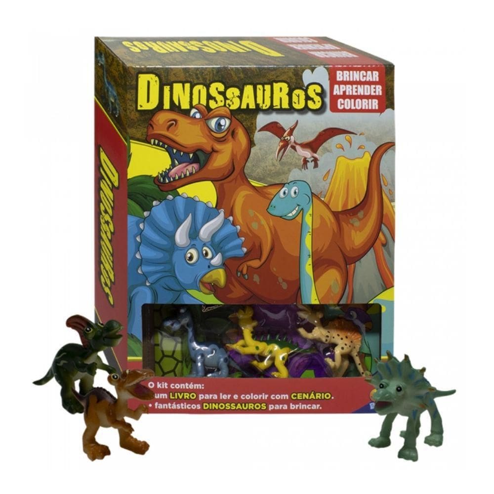 Kit Livro Brincar-Aprender-Colorir: Dinossauros - Todolivro