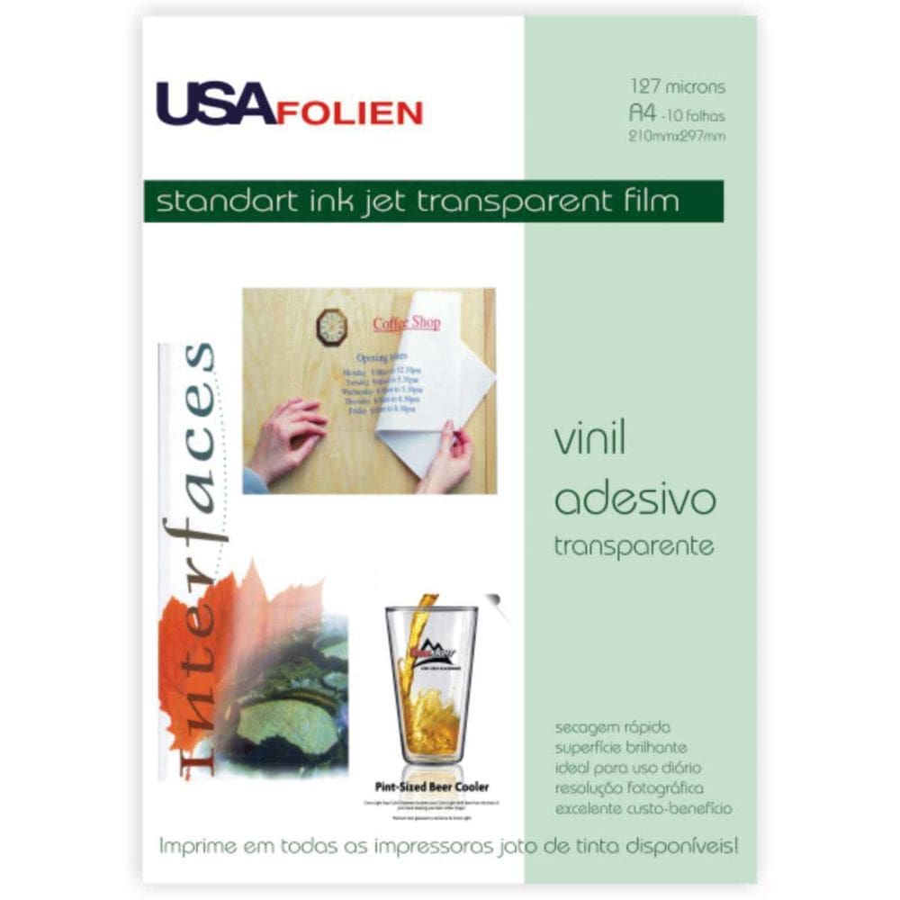 Papel Fotográfico Inkjet A4 Vinil Adesivo Transparente