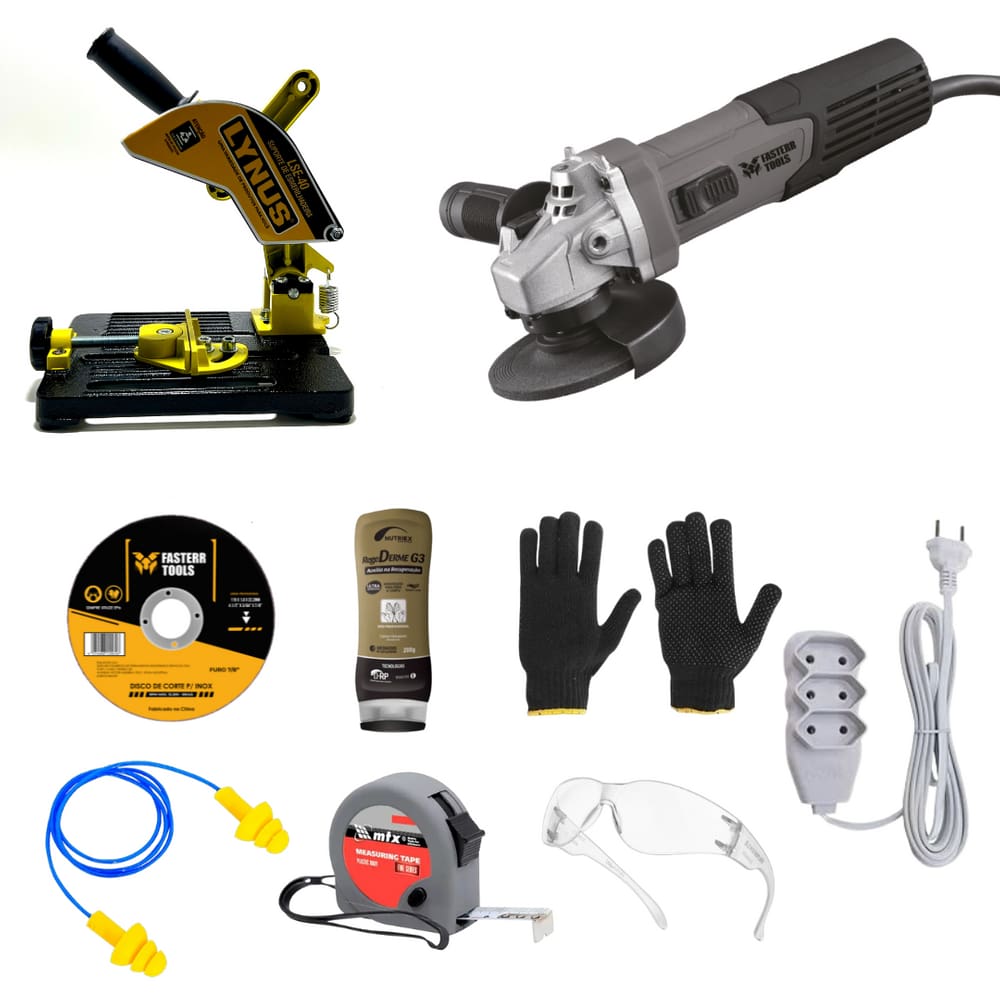 Esmerilhadeira Angular 4.1/2” 1000W Fasterr + Kit de Alta Performance Ultra - FST083