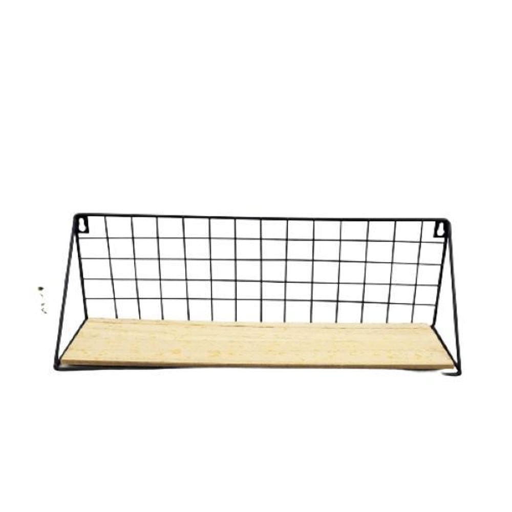 Estante Garden Preta Ferro E Madeira 15X45X11Cm Decorativa