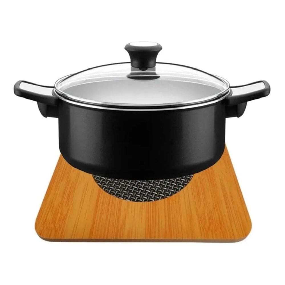 Descanso De Panela De Bambu Kit 4 Peças Protege Sua Mesa