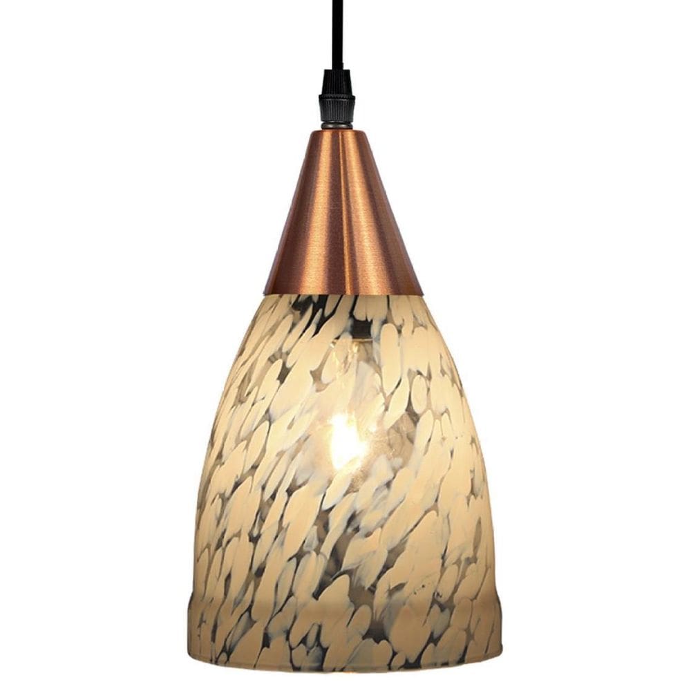 Lustre Pendente Taschibra Vicenza Transparente Leitoso Cobre
