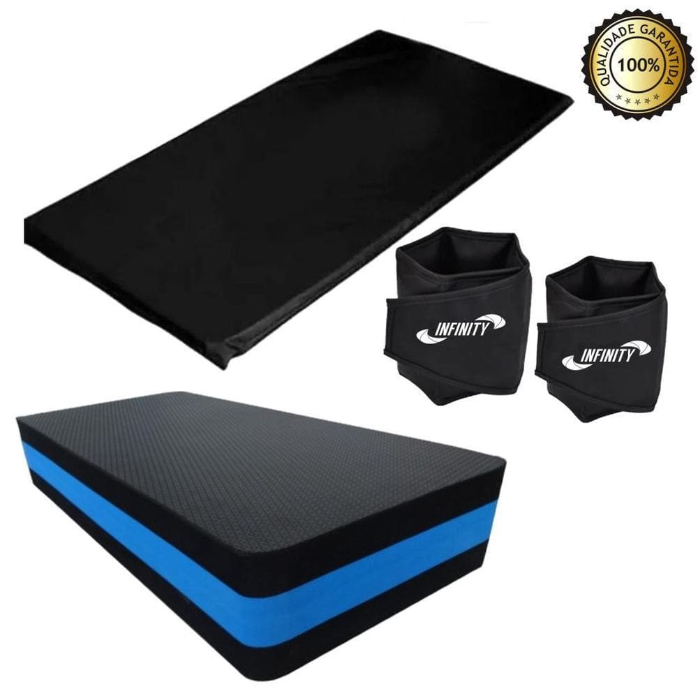 Kit Treino Em Casa Colchonete + Caneleira 6 Kg + Step