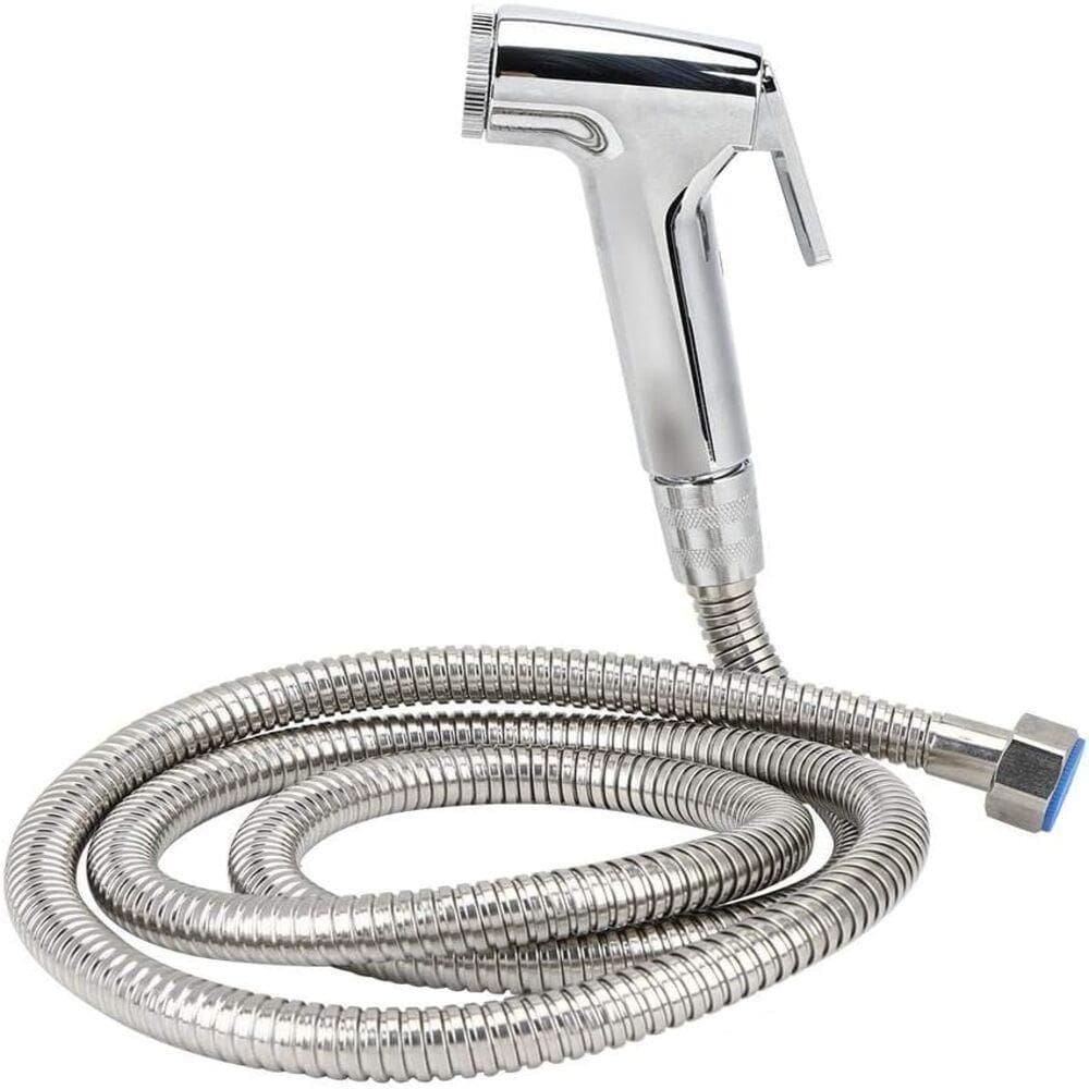 Ducha Higienica Intima Cromada Abs Com Gatilho Completa Para Banheiro Flexivel Mangueira 1m Luxo