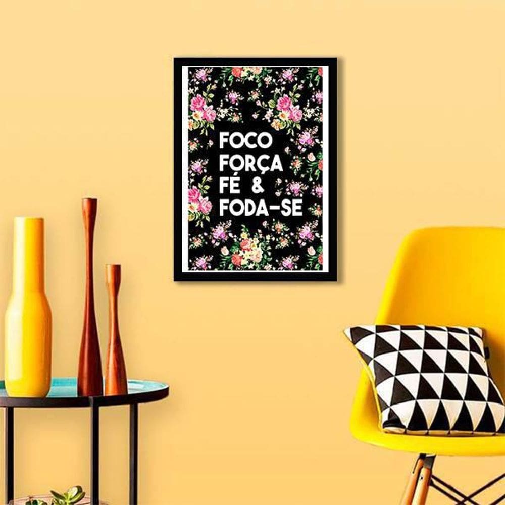 Quadro Decorativo Foco Força Fé E -Se 34x23cm