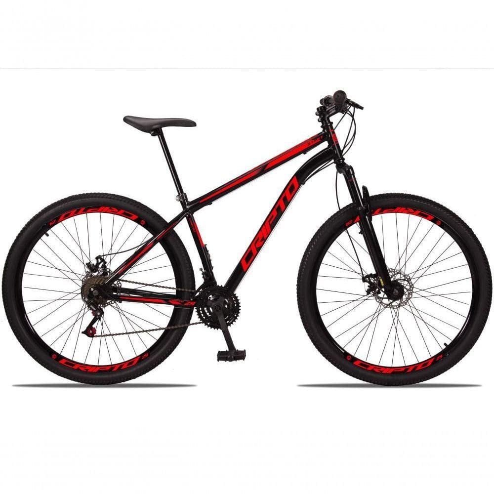 Bicicleta Aro 29 Aço Carbono 21v Cripto Freios A Disco - Preto/vermelho - 17 Preto/vermelho